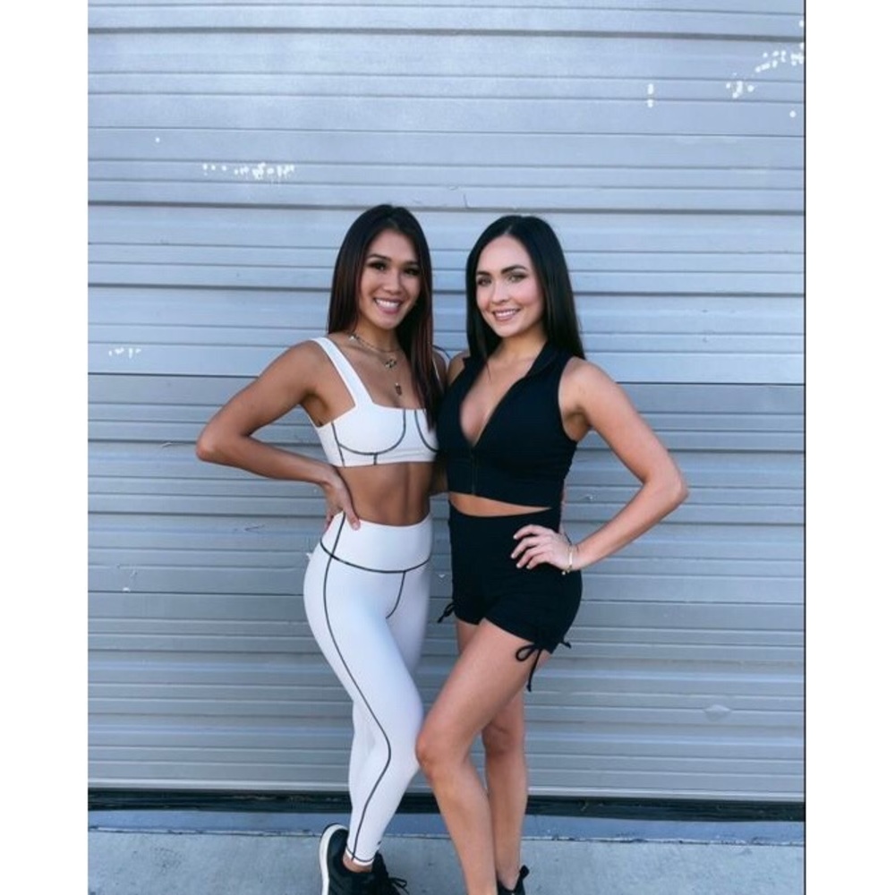 We Wore What Off White Sports Bra with Black Stitching - Picture 5 of 5